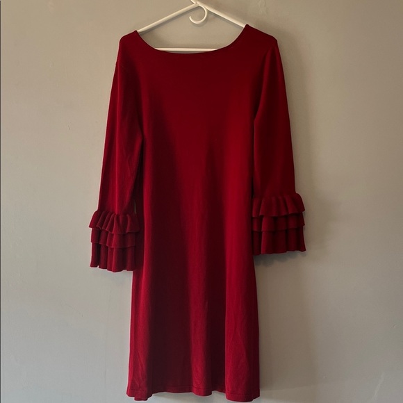 Danny and Nicole Red Ruffle Sleeve Dress Women’s XL - Picture 10 of 15
